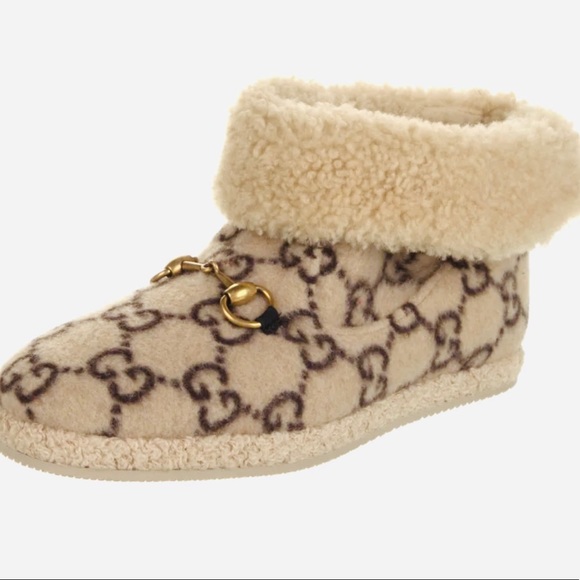 BRAND NEW IN BOX GUCCI REAL WOOL LAME GG MONOGRAM HORSEBIT BOOTS - Picture 5 of 7